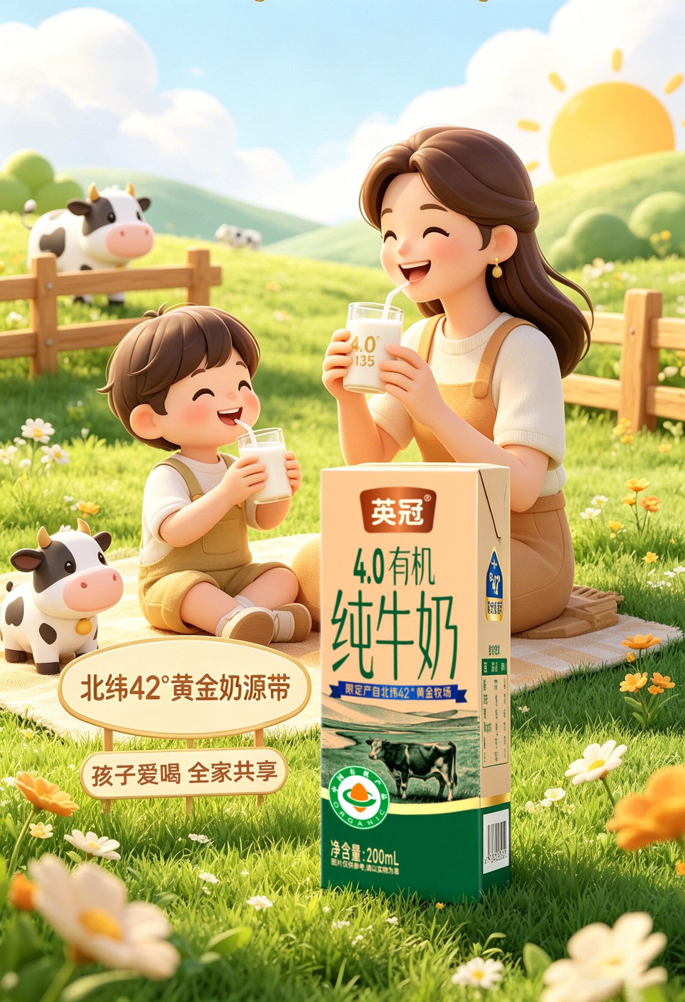 英冠有机4.0纯牛奶 北纬42°黄金奶源带 母子饮用
